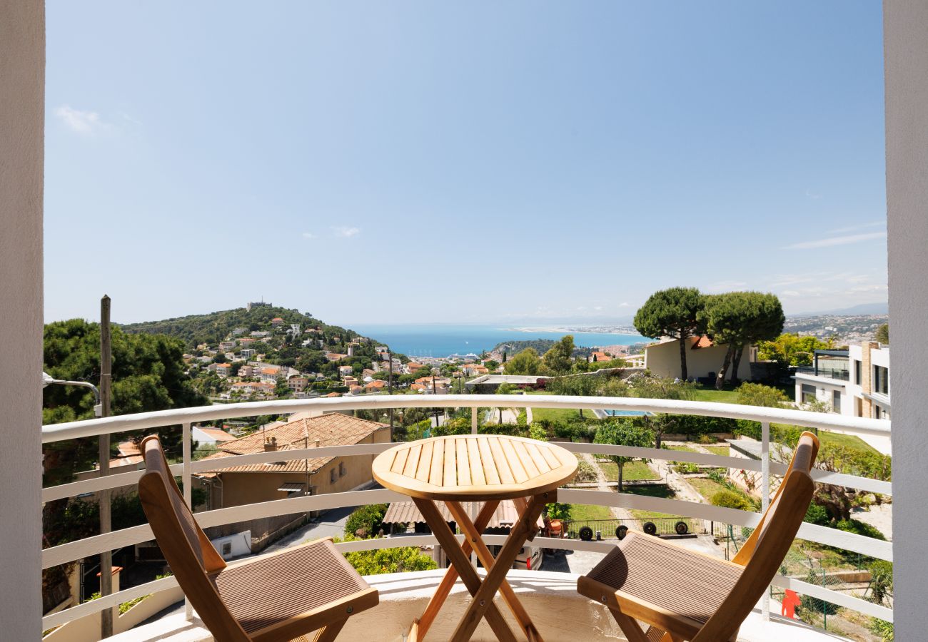  Terrace with furniture and views of the Mediterranean Sea from Villa Antheo